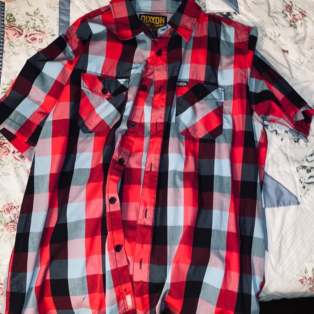 Dixxon red short sleeve plaid print XLarge